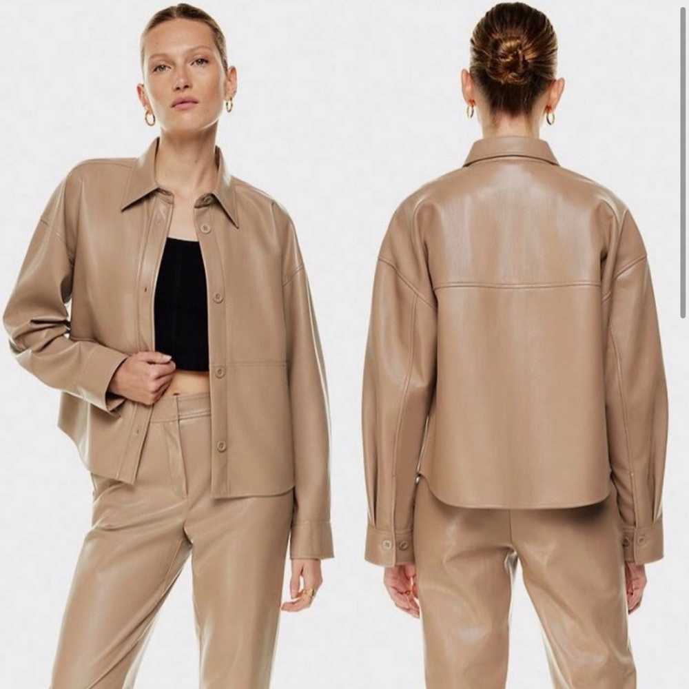 ARITZIA Babaton Pelli Hip Vegan Leather Shirt Jacket